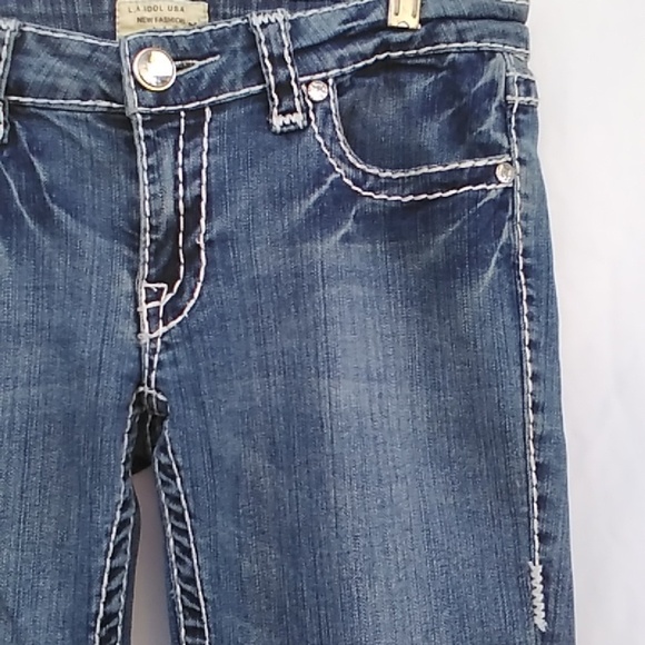 L.A. IDOL Low Rise Straight Leg Boot Cut Flare Jeans w Bling Women's… - Picture 6 of 15